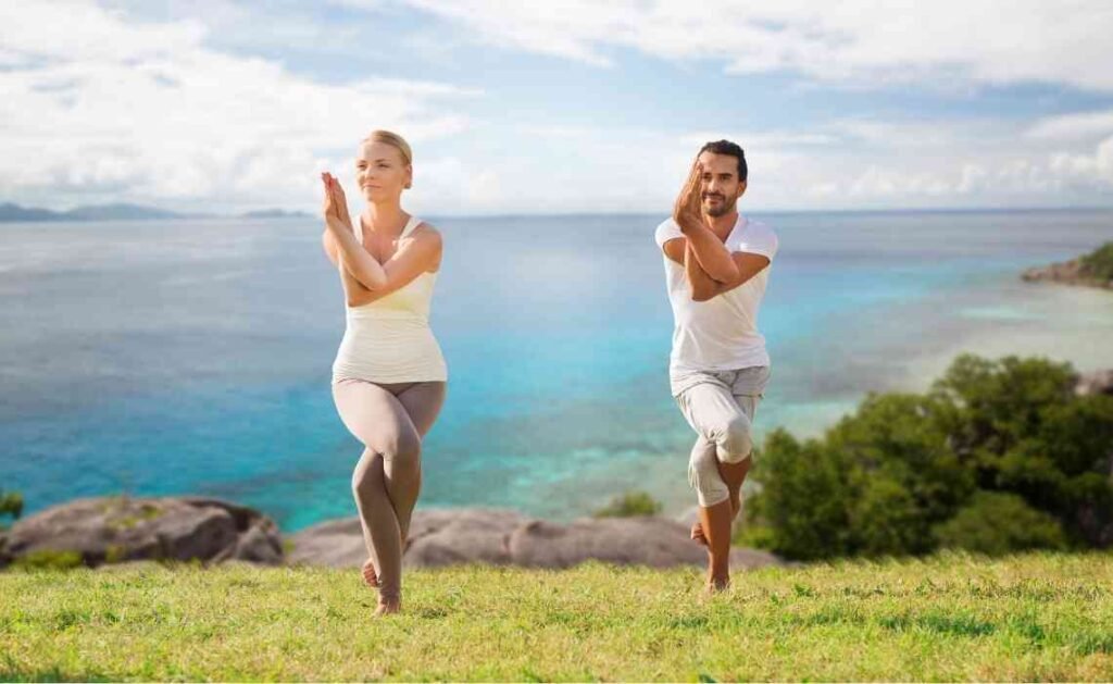 garudasana or eagle pose