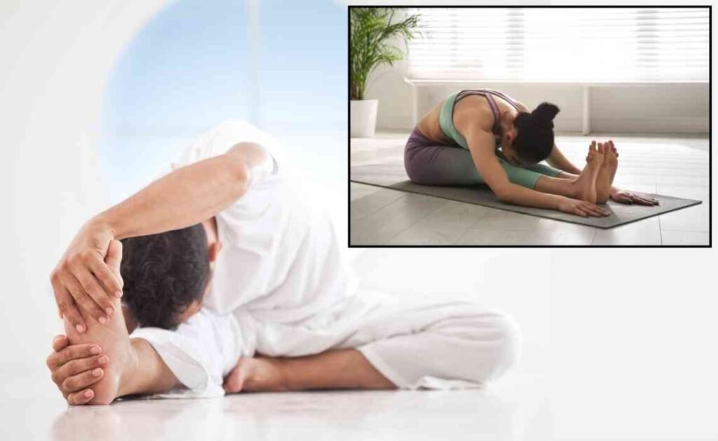 Head to Knee Pose Janushirasana and Stretching Pose Paschimottanasana