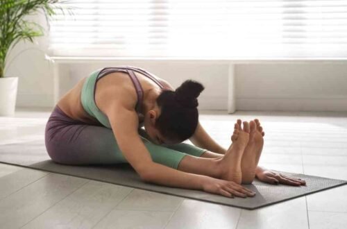 paschimottanasana or seated forward bend pose in yoga
