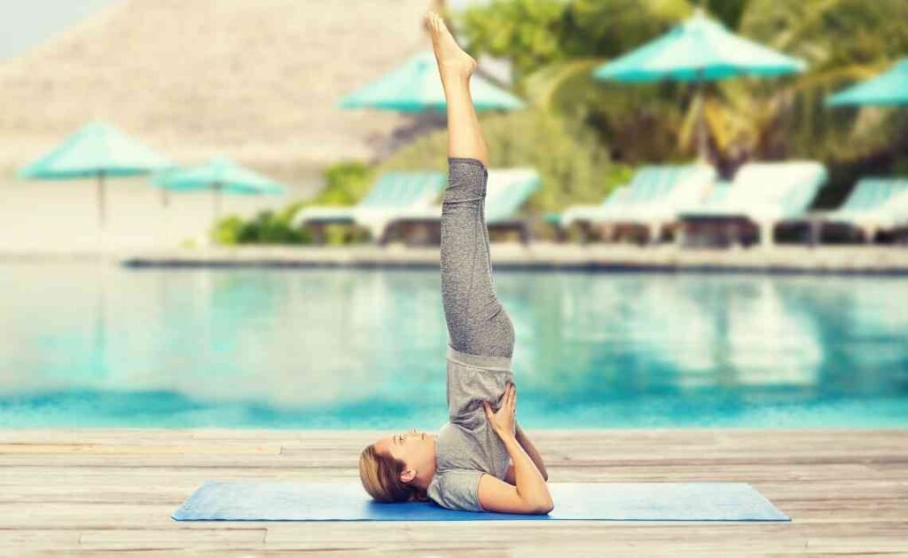 shoulder stand or sarvangasana yoga