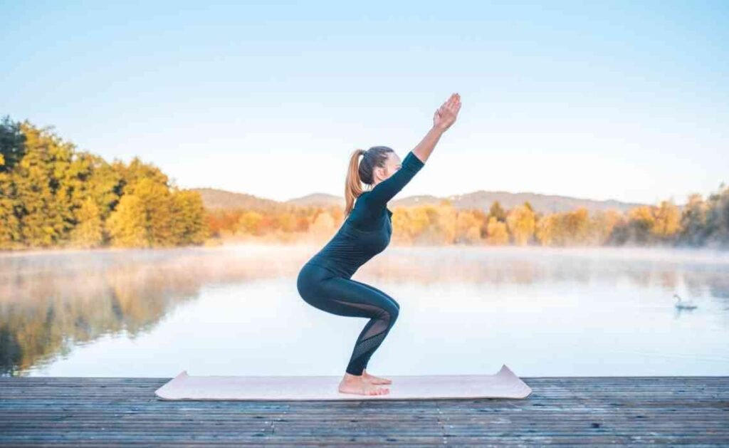 utkatasana or chair pose in yoga